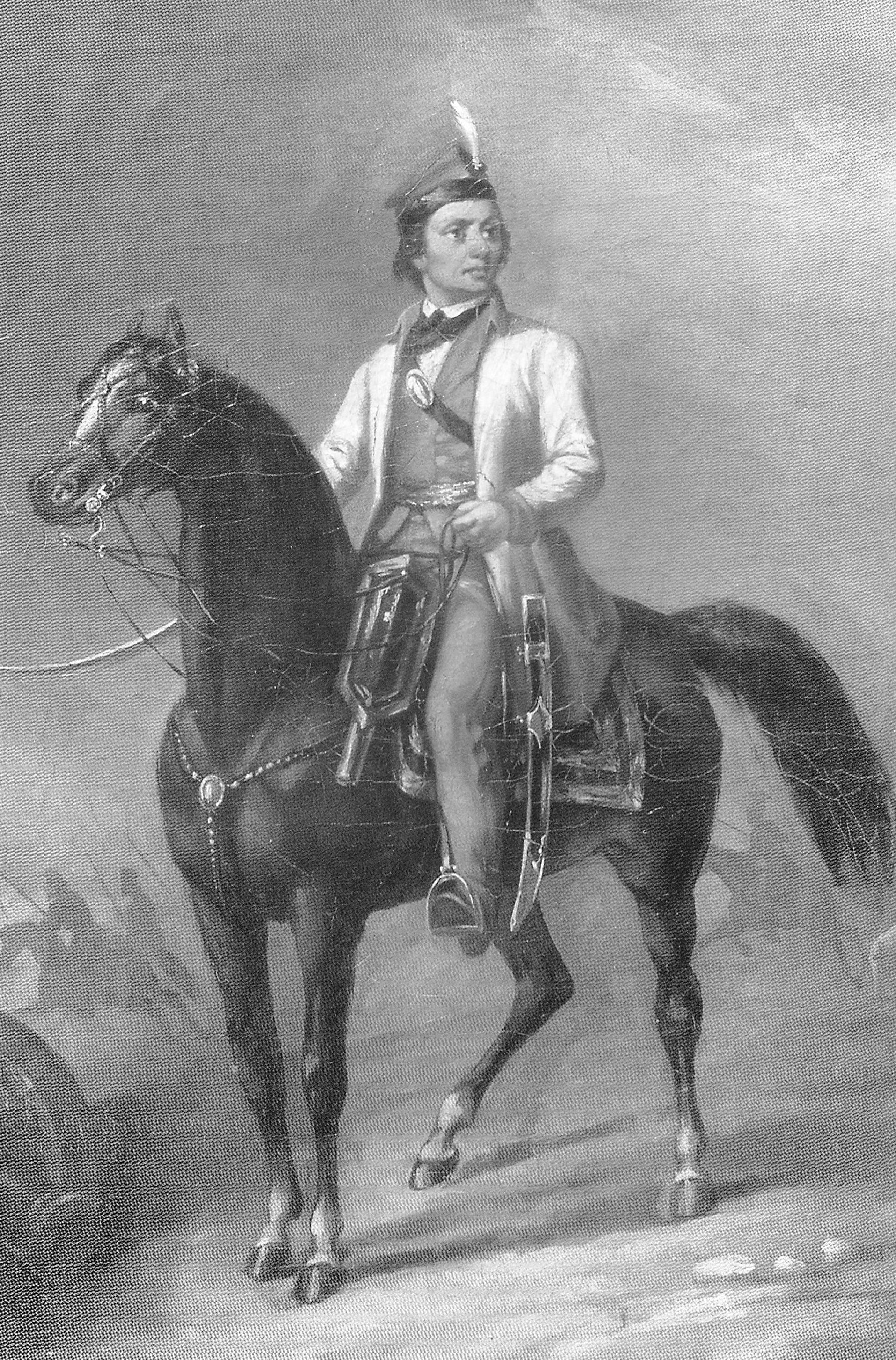 Т. Касцюшка на кані (1-я пал. ХІХ ст.). Крыніца ілюстрацыі: "Najczystszy syn wolności" : przewodnik po życiu Tadeusza Kościuszki / Piotr Hapanowicz. – Kraków, 2017. – С. 65. 