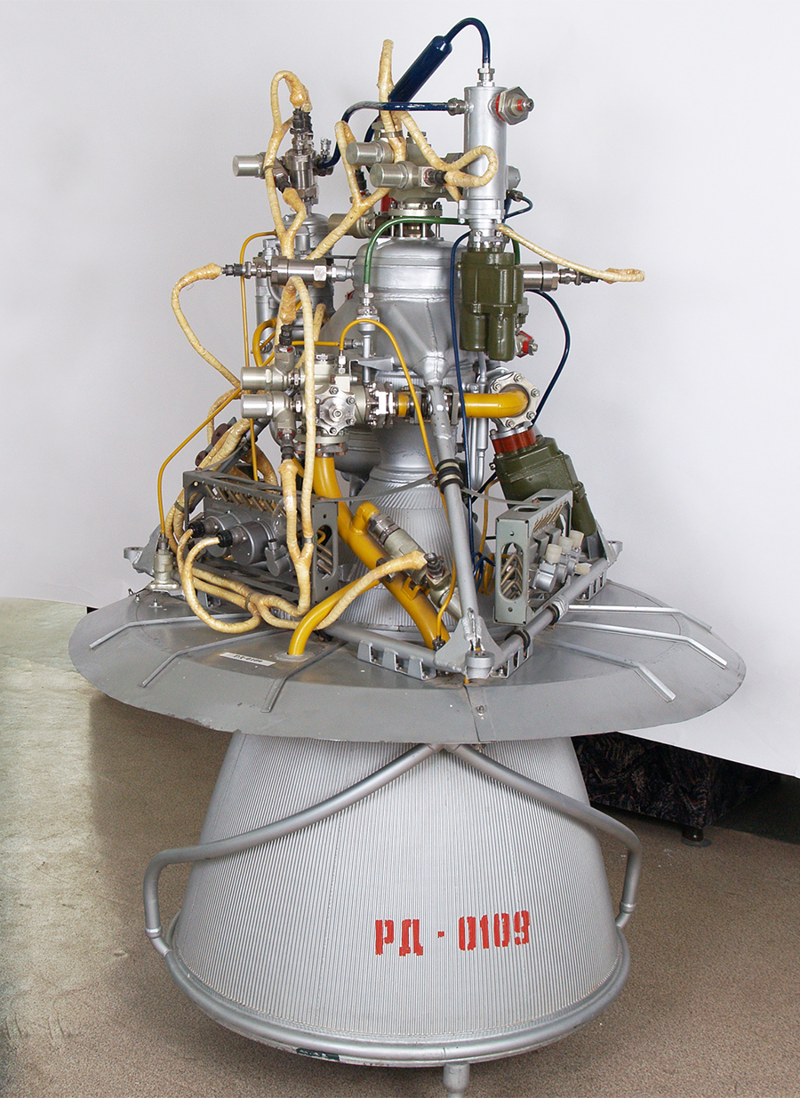 Вадкасны рэактыўны рухавік РД-0109 для ракеты-носьбіта "Усход". Крыніца ілюстрацыі: https://kbkha.ru/o-kompanii/istoriya/