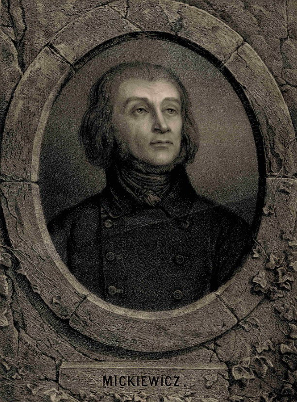 Адам Міцкевіч. Крыніца ілюстрацыі: Adam Mickiewicz [Выяўленчы матэрыял] : [рэпрадукцыя] / rys. Toullion ; lit. M. Fajans. – V Wilnie [Vilnius] : wydanie nakładem księgarni p. firma Józefa Zawadzkiego, [паміж 1914 і 1939]. – 1 л.
