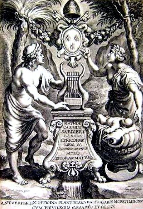 Тытульны аркуш антвэрпэнскага выдання 1632 г. "Кнігі лірыкі" М.К. Сарбеўскага. Крыніца ілюстрацыі: Наша вера. – 2007. – № 1. – С. 45.