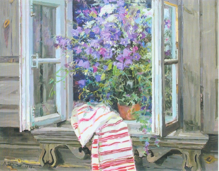 В. Жолтак "Званочкі лясныя" (1958). Крыніца ілюстрацыі: Валяр'яна Жолтак [Выяўленчы матэрыял] = Валериана Жолток = Valyaryana Zholtak / [аўтар тэксту і складальнік Н. Л. Сяліцкая]. – Мінск : Беларусь, 2015. – С. 55.