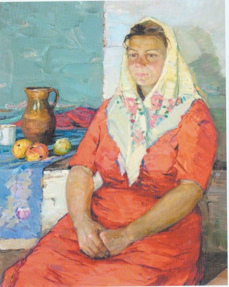 В. Жолтак "Партрэт Н.Я. Няхайчык, перадавіка сельскай гаспадаркі, палявода саўгаса "Новы шлях" Мінскай вобласці" (1962). Крыніца ілюстрацыі: Валяр'яна Жолтак [Выяўленчы матэрыял] = Валериана Жолток = Valyaryana Zholtak / [аўтар тэксту і складальнік Н. Л. Сяліцкая]. – Мінск : Беларусь, 2015. – С. 59.