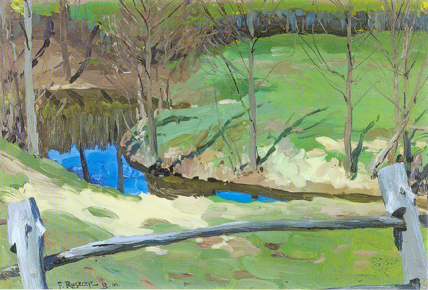 Пейзажны эцюд у Багданаве (1900). Крыніца ілюстрацыі: Фердынанд Рушчыц = Фердинанд Рущиц = Ferdynand Ruschits : [альбом / аўтар тэксту і складальнік У. І. Пракапцоў ; пераклад на англійскую мову А. В. Валасач]. – Мінск, 2015. – С. 55.