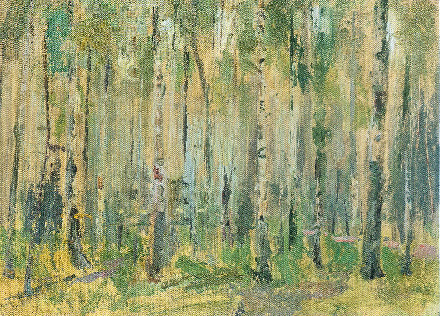 Бярозавы гай (1976). Крыніца ілюстрацыі: Іван Рэй = Иван Рей = Ivan Rej : [альбом / аўтар тэксту і складальнік У. І. Пракапцоў ; пераклала на англійскую К. Г. Анціпава]. – Мінск, 2020. – С. 35.