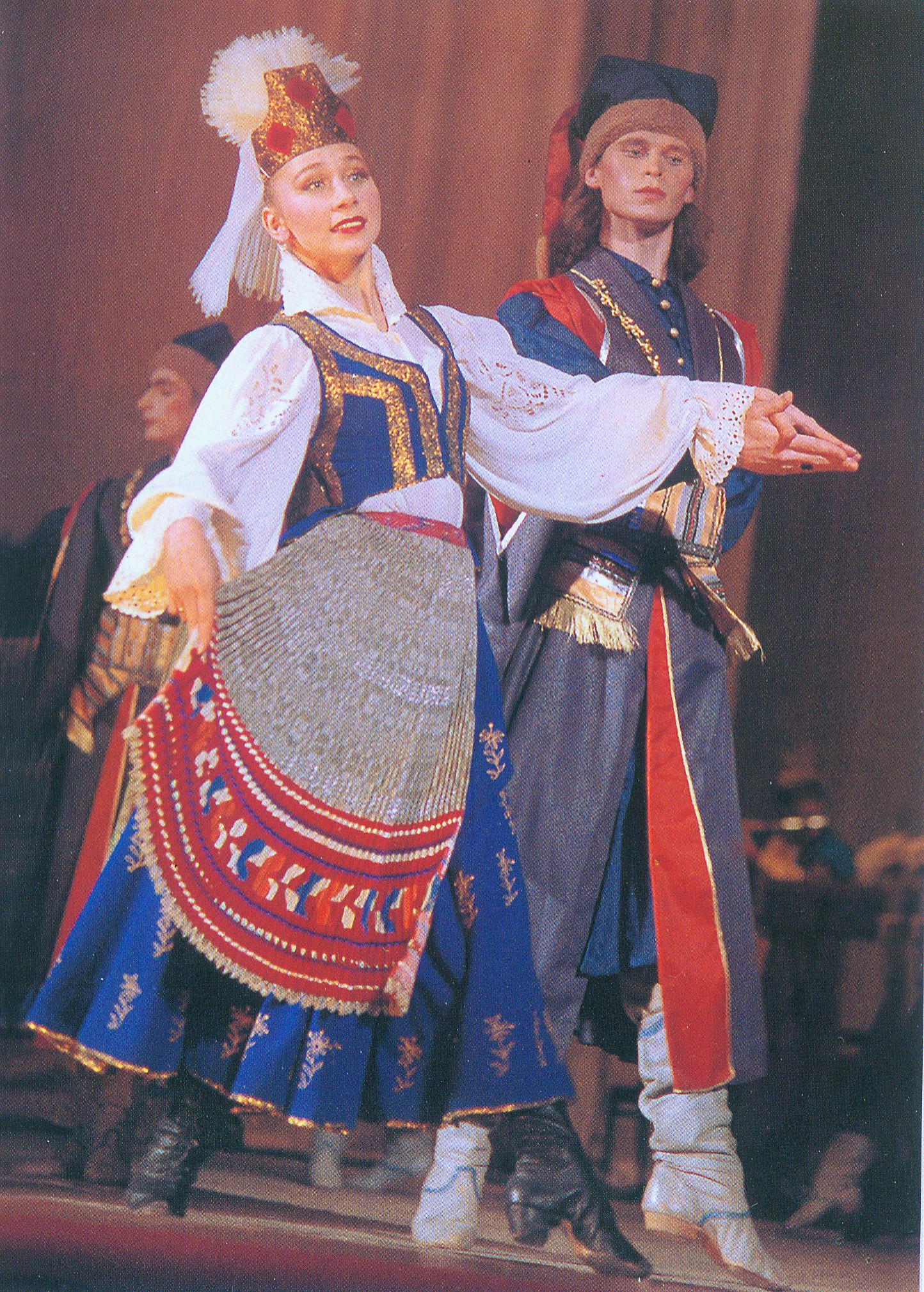 Фрагмент праграмы "Полацкі сшытак". Крыніца ілюстрацыі: Беларускі дзяржаўны заслужаны харэаграфічны ансамбль "Харошкі" = The belarusian state dance company "Khoroshki". – [Б. м. : б. в., 2008?] (Мінск : Полифакт). – С. 22.