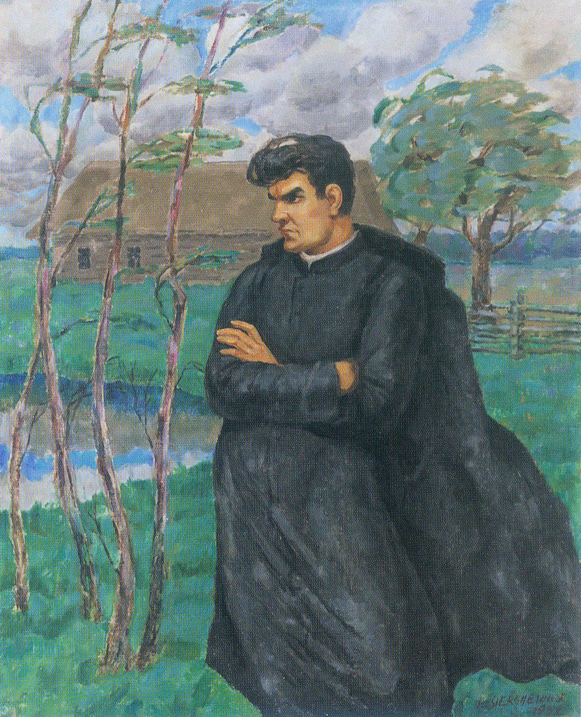 Партрэт ксяндза Станіслава Глякоўскага (1932). Крыніца ілюстрацыі: Пётра Сергіевіч = Пётра Сергиевич = Piotra Siergijevich : [альбом / аўтар тэксту і складальнік Н. М. Усава ; пераклад на англійскую мову К. Г. Анціпава]. – Мінск, 2020. – С. 51.