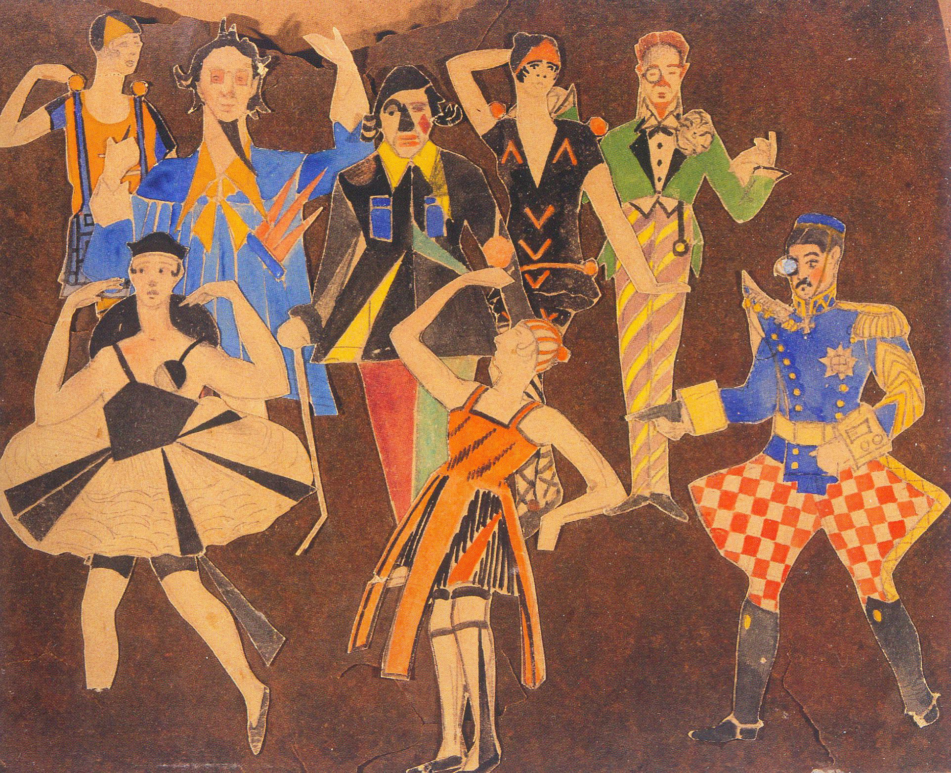 Эскиз костюмов к спектаклю "Коваль-воевода" Е. Мировича (1925–1927). Источник иллюстрации: Оскар Марикс, 1890–1976 : [книга-альбом] / Государственный музей истории театрального и музыкального искусства Республики Беларусь ; [составители: И. А. Бархатков и др. ; авторы статей: Р. П. Честнова и др.]. – Минск, 2012. – С. 43.