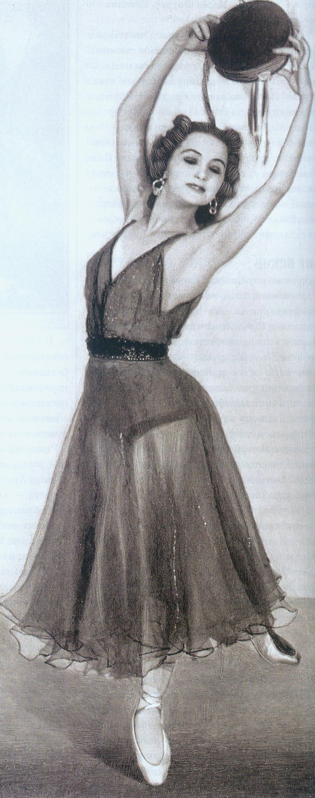 Бася Карпилова в роли Эсмеральды (1951). Источник иллюстрации: Партер. – 2011. – № 3. – С 16.