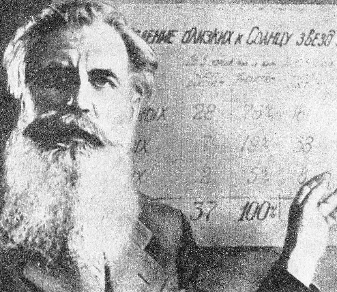 О.Ю. Шмидт выступает с лекцией в Астрономическом институте имени П.К. Штернберга (1948). Источник иллюстрации: Отто Шмидт : [фотоальбом / авт. текста и сост. А. И. Леденев. – Минск, 1985. – С. [30].