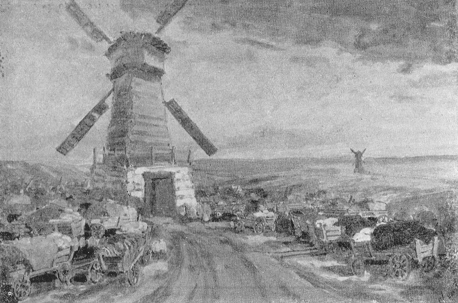 Эскиз декорации к опере И. Дзержинского "Тихий Дон" (1951). Источник иллюстрации: Каталог / Выставка произведений нар. художников БССР лауреата Сталинской премии С. Ф. Николаева. 70 лет со дня рождения 50 лет творческой деятельности ; [предисл. Ф. Сыркиной]. – Москва, 1960.  