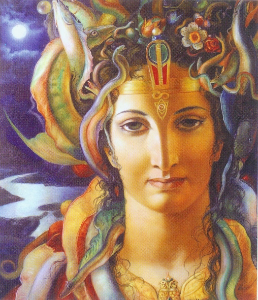 А.А. Исачёв "Исида-Персефона" (1982). Источник иллюстрации: Восхождение на Голгофу : жизнь и смерть художника Александра Исачева / Игорь Осинский. – Минск : Парадокс, 2015. – С. 13 вклейки между с. 96–97.