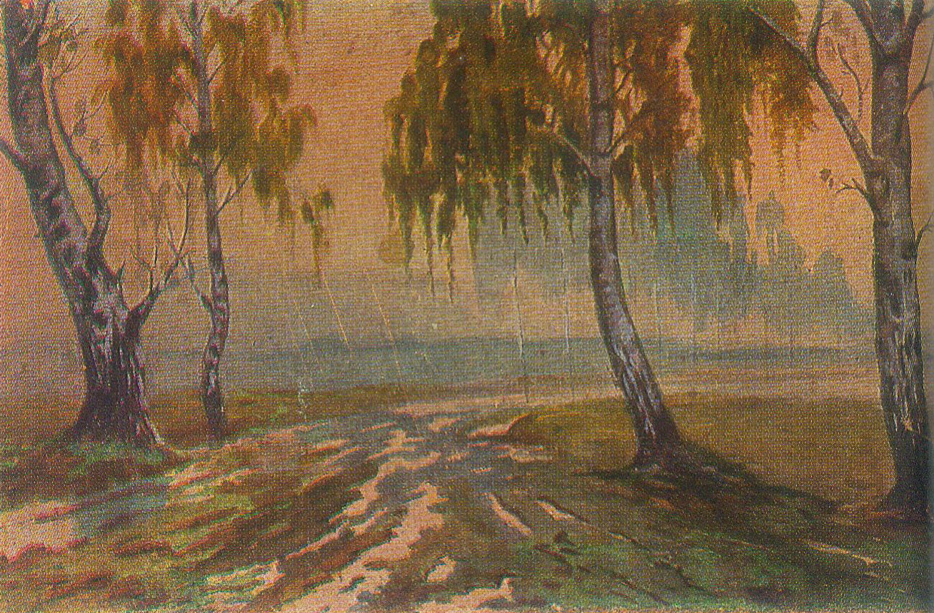 Прыдарожныя бярозы (1930-я гг.). Крыніца ілюстрацыі: Мастацтва. – 1987. – № 12. – С. 30.