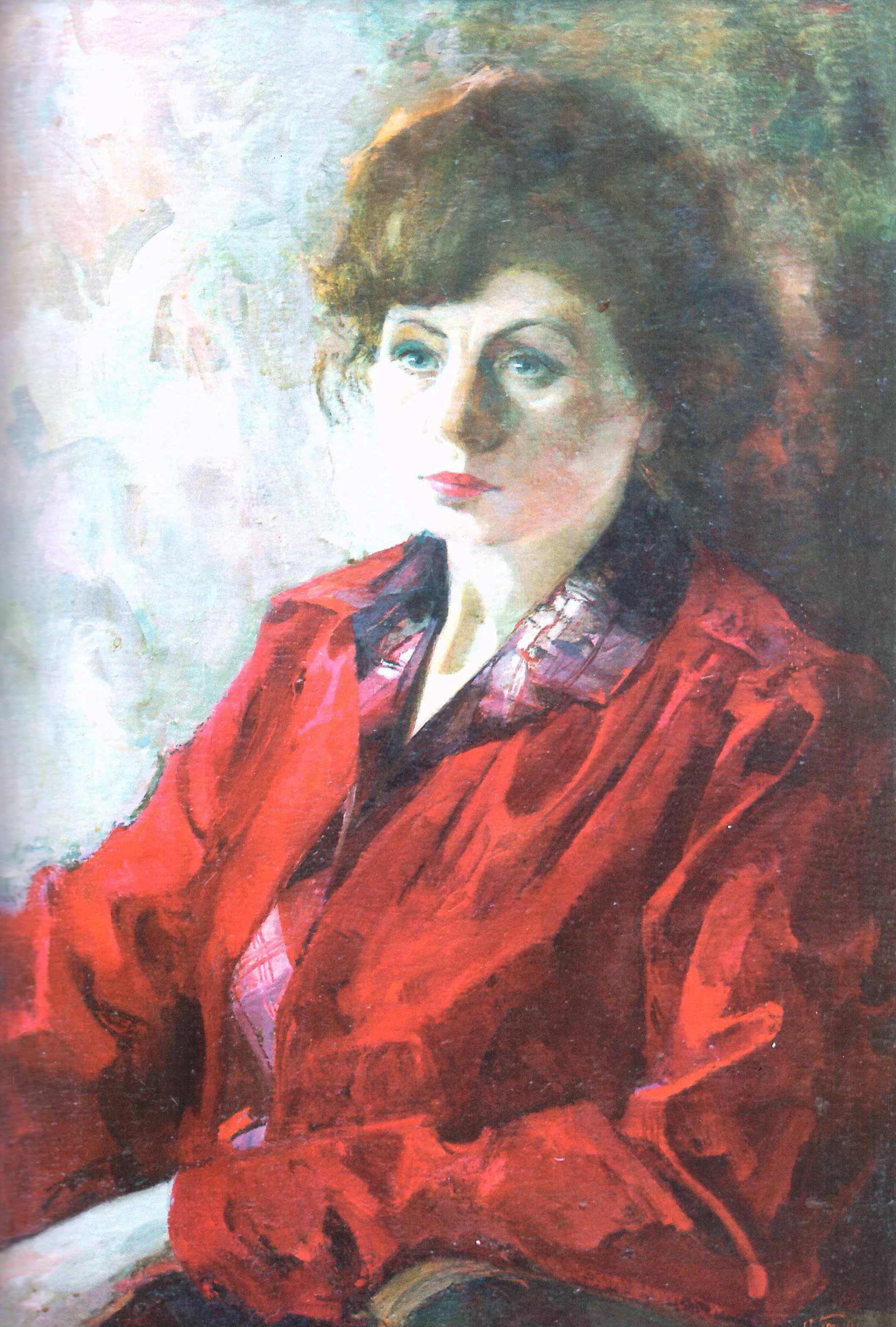 Портрет жены. Источник иллюстрации: Исаак Боровский [Изоматериал] : [альбом / составитель А. М. Моисеева]. – Минск : Геопринт, 2007. – 63 с., [20] л. цв. ил. : ил.