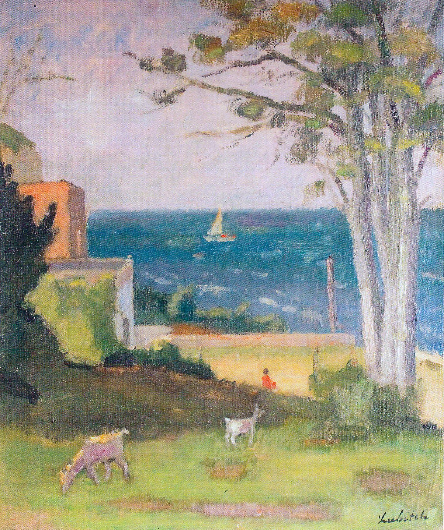 Пейзаж. Ипор (1950). Крыніца ілюстрацыі: Мастера Монпарнаса из белорусских местечек = Maîtres du Montparnasse venus des schtetls biélorusses : Марк Шагал, Шрага Царфин, Осип Любич, Осип Цадкин, Роберт Генин, Евгений Зак, Пинхус Кремень, Михаил Кикоин : выставка художников Парижской школы из частных коллекций : каталог / куратор выставки, [автор текста]: Алла Змиева ; [авторы текстов: Ю. Абдурахманов и др. ; перевод на французский язык Ю. Абдурахманова]. – Минск, 2018. – С. 53.