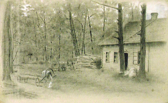 Маёнтак з конямі (да 1900 г.). Крыніца ілюстрацыі: Забыты вернісаж : творчасць мастакоў Гродзеншчыны 1860-х–1930-х гг. / Наталля Маліноўская-Франке. – Мінск, 2012. – паміж с. 96 і 97.