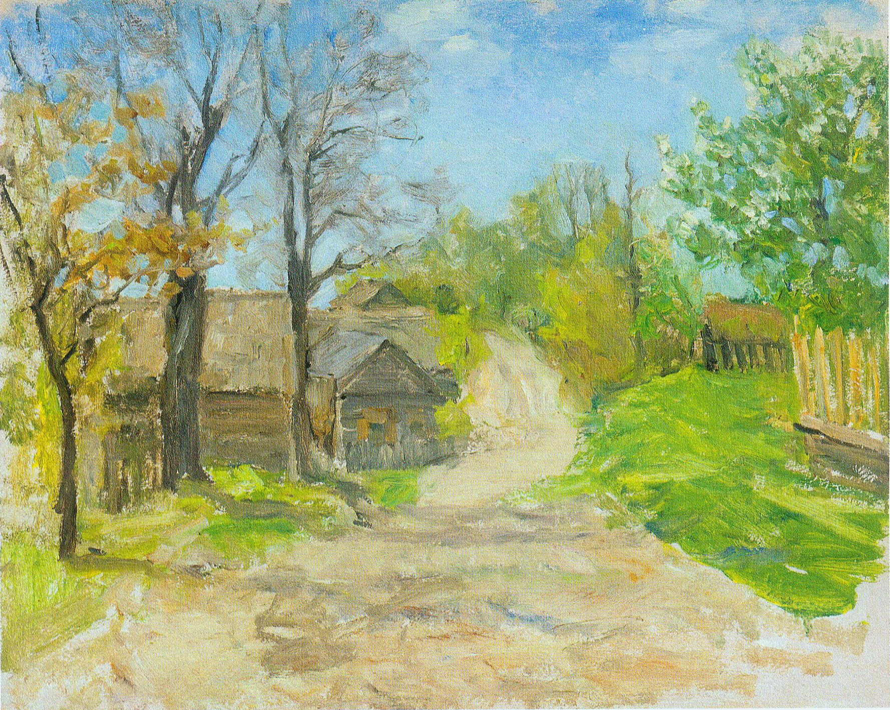 Мінскія ваколіцы. Беларуская вёска (1947). Крыніца ілюстрацыі: Вітольд Бялыніцкі-Біруля = Витольд Бялыницкий-Бируля = Vitold Byalynitsky-Birulya : [альбом / аўтар тэксту і складальнік У. І. Пракапцоў]. – Мінск, 2020. – С. 191.