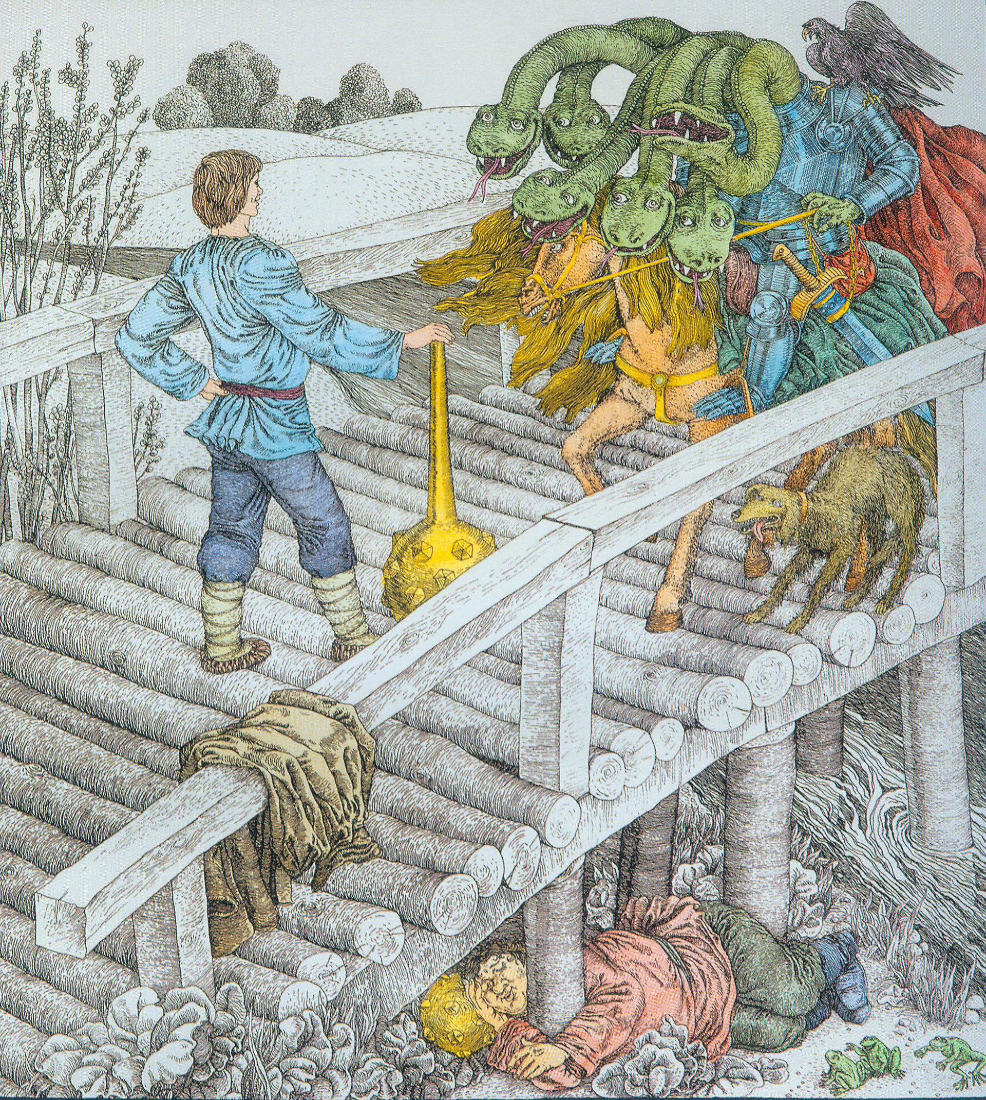 Ілюстрацыя да кнігі "Удовін сын". Крыніца ілюстрацыі: Валерый Славук = Валерий Слаук = Valery Slavuk : [альбом / укладальнік А. У. Зінкевіч ; аўтары ўступных артыкулаў: А. М. Карлюкевіч, М. Р. Баразна ; фота аўтара]. – Мінск, 2019. – С. 126.