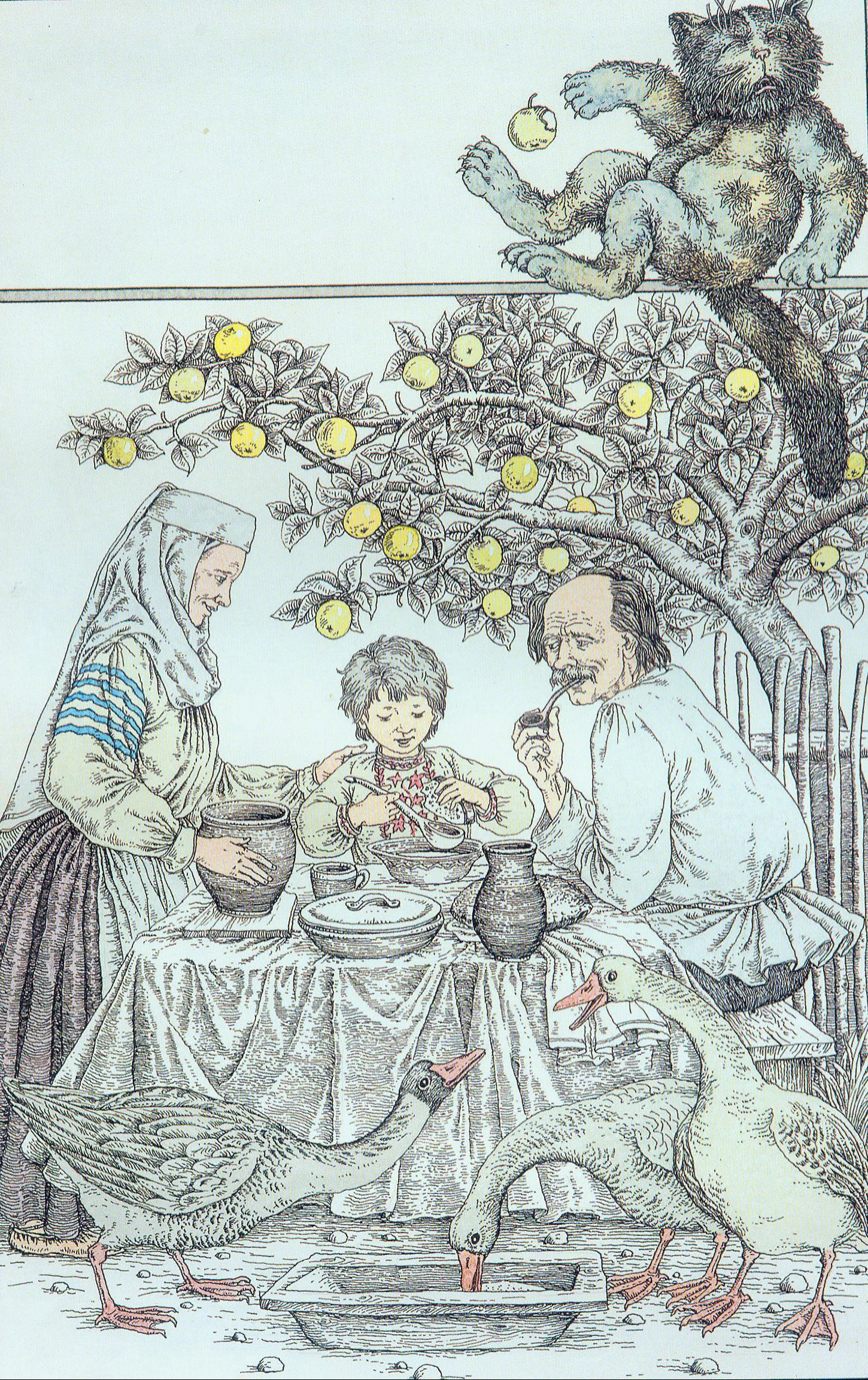 Ілюстрацыя да кнігі "Піліпка-сынок". Крыніца ілюстрацыі: Валерый Славук = Валерий Слаук = Valery Slavuk : [альбом / укладальнік А. У. Зінкевіч ; аўтары ўступных артыкулаў: А. М. Карлюкевіч, М. Р. Баразна ; фота аўтара]. – Мінск, 2019. – С. 133.