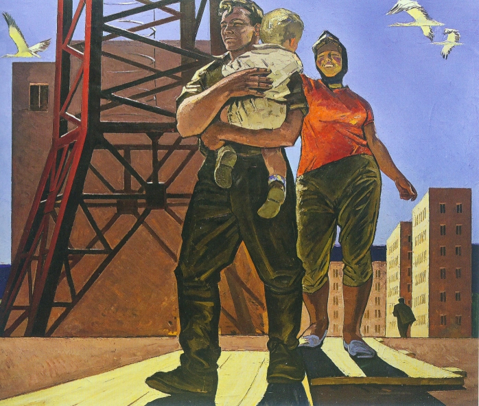 М. Данциг "Созидатели" (1964). Источник иллюстрации: Май Данциг. Живопись, графика [Изоматериал] = Mai Dantsig. Painting, graphics : [альбом / автор вступительной статьи Н. Селицкая ; фото: Е. Колчев, Д. Козлов, А. Спринчан]. – Минск, 2016. – С. 97.