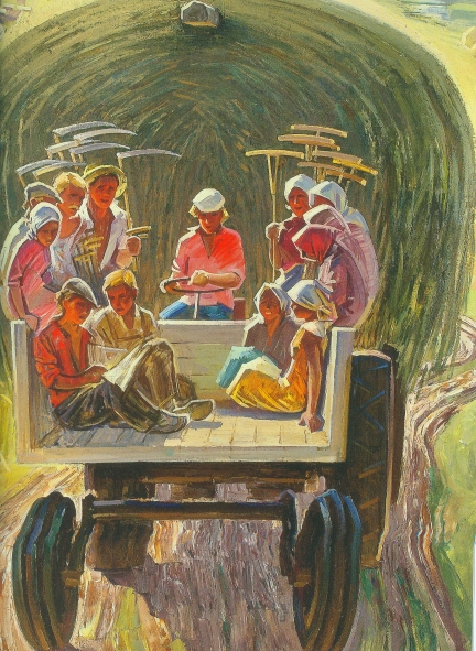 М. Данциг "Пора сенокосная" (1983). Источник иллюстрации: Май Данциг. Живопись, графика [Изоматериал] = Mai Dantsig. Painting, graphics : [альбом / автор вступительной статьи Н. Селицкая ; фото: Е. Колчев, Д. Козлов, А. Спринчан]. – Минск, 2016. – С. 141.