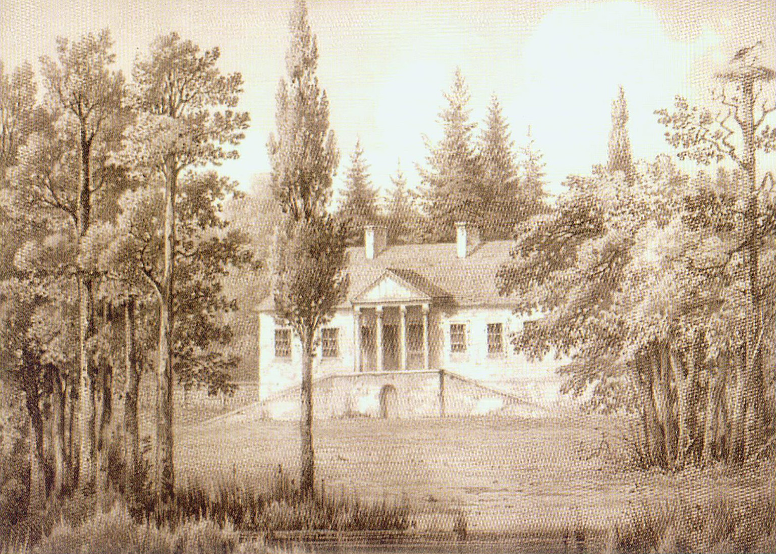 Маёнтак Раманаў, літаграфія 1861 г., зробленая па малюнку Ю.І. Крашэўскага. Крыніца ілюстрацыі: Muzeum Józefa Ignacego Kraszewskiego w Romanowie / Anna Czobodzińska-Przybysławska. – Romanów, [2010?]. – С. 6.