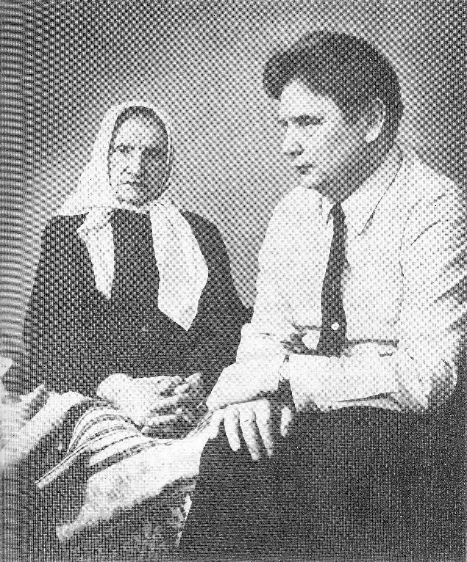 Спатканне з маці (1970). Крыніца ілюстрацыі: Максім Танк = Максим Танк : [фотаальбом / фота У. А. Крука і інш. ; аўт. тэксту В. П. Рагойша]. – Мінск, 1985. – С. 49.