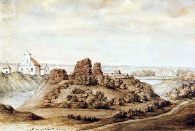 Н. Орда. Руіны Геранёнскага замка і Касцёл святога Мікалая. 1875–1877.  Крыніца ілюстрацыі: https://igspl.by/ivje/?27