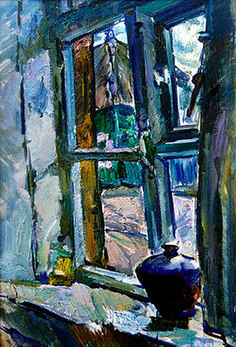 Окно в старом Бобруйске. Источник иллюстрации: https://mogilev-region.gov.by/news/zhivopis-abrama-rabkina-vse-zhe-vernulas-na-rodinu-avtora-v-bobruysk