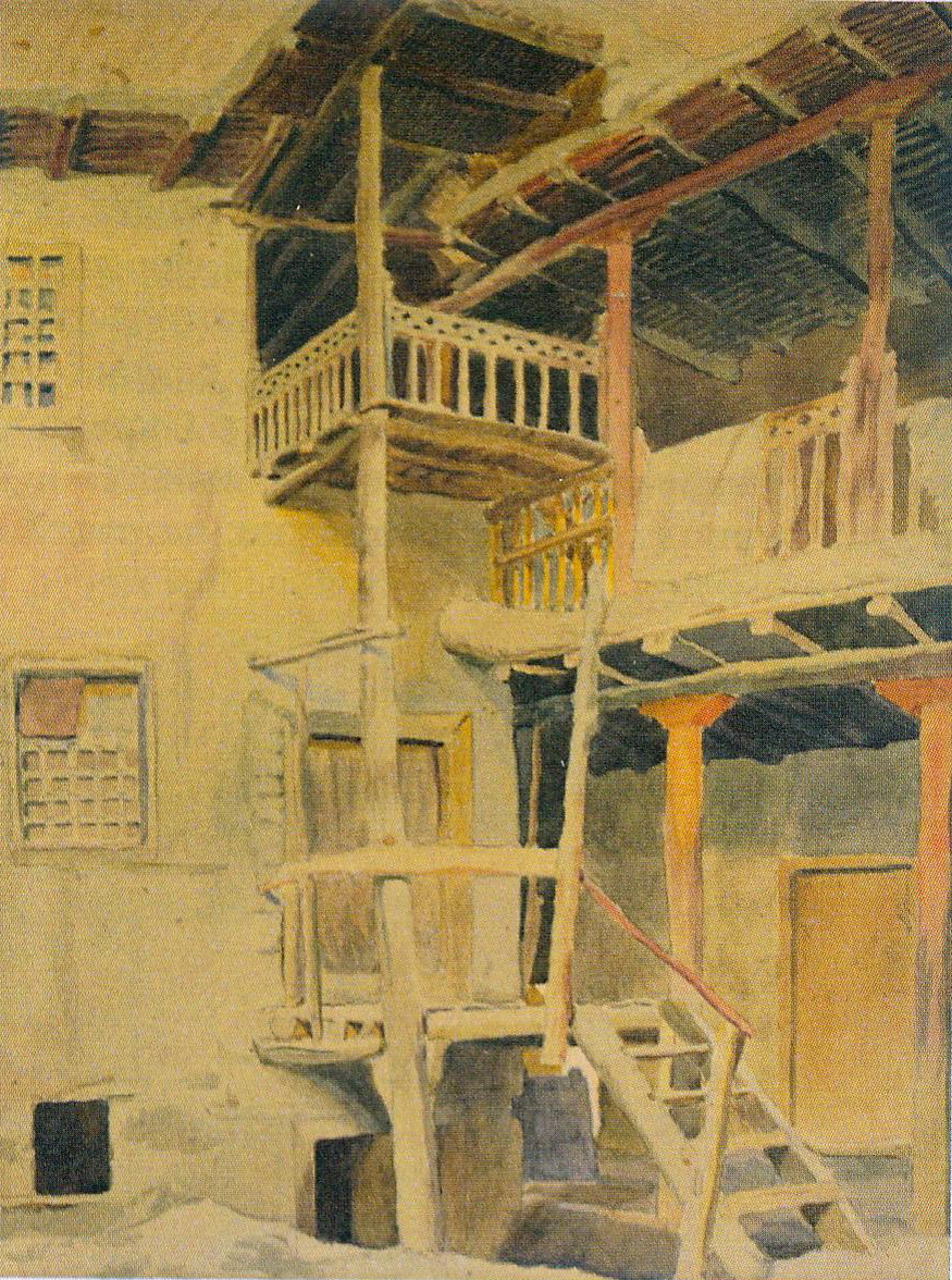 Дворик в Армении (1915). Источник иллюстрации: Аладовские чтения – 2021 : материалы Международной научно-практической конференции (Минск, 27 мая 2021 года) / [редколлегия: С. И. Анейко, С. А. Шукан, А. В. Янковская]. – Минск, 2021. – С. 158.