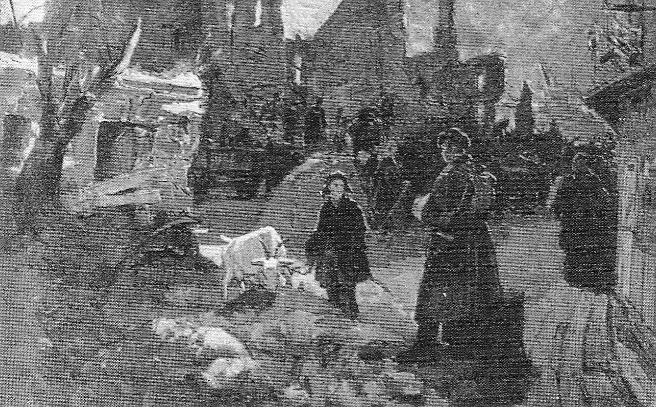 Вяртанне (1958). Крыніца ілюстрацыі: Монас Ісакавіч Манасзон : [альбом] / Саюз мастакоў БССР ; [аўт. тэкста Я. І. Садоўскі]. – Мінск, 1978. – С. [18].