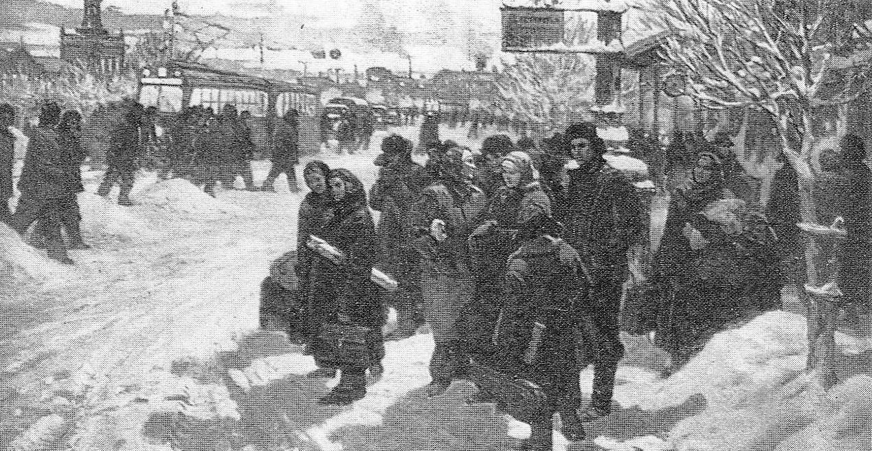 Раніца ў Заводскім раёне (1958). Крыніца ілюстрацыі: Монас Ісакавіч Манасзон : [альбом] / Саюз мастакоў БССР ; [аўт. тэкста Я. І. Садоўскі]. – Мінск, 1978. – С. [23].