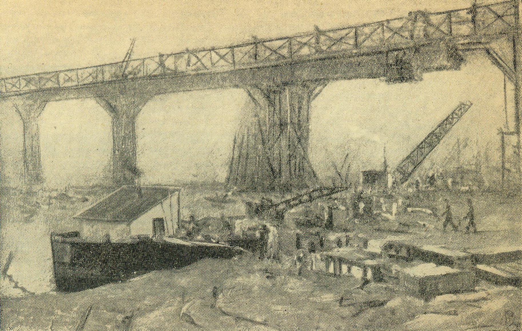 Б. Звінагродскі. Адноўлены мост. 1949. Крыніца ілюстрацы: Выставка произведений художника Звиногродского Б.Ф. / Союз сов. худож. Белорусской ССР, Белорус. отд. худож. фонда СССР. – Минск, 1956. – С. [23].