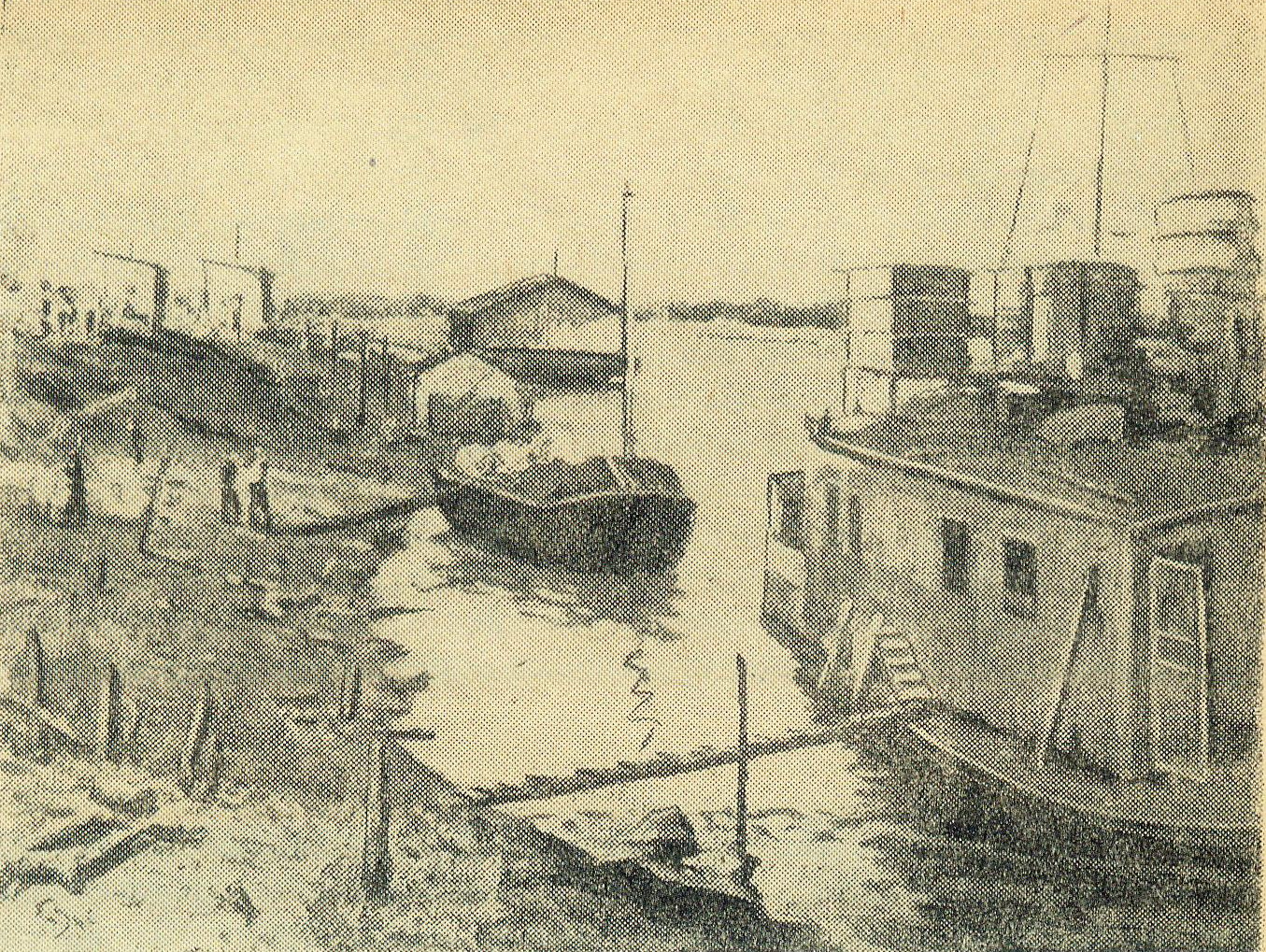 Б. Звінагродскі. У прыстані. 1947. Крыніца ілюстрацы: Выставка произведений художника Звиногродского Б.Ф. / Союз сов. худож. Белорусской ССР, Белорус. отд. худож. фонда СССР. – Минск, 1956. – С. [27].