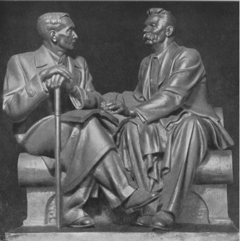 М. Горький и Я. Купала (1947). Источник иллюстрации: Алексей Константинович Глебов / П. Никифоров. – Москва, 1960. – С. 23.