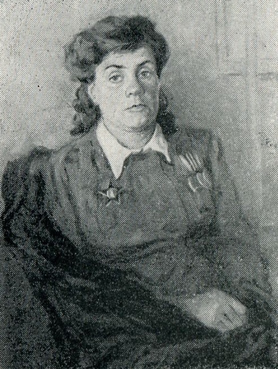 Партрэт мастака Соф'і Лі (1945). Крыніца ілюстрацыі: Уладзімір Паўлавіч Сухаверхаў [Выяўленчы матэрыял] = Владимир Павлович Суховерхов : [буклет] / рэдактар Т. Сабаленка ; складальнік Е. Рэсіна. – Мінск : Дзяржаўнае выдавецтва БССР, 1960. – 1 л. 