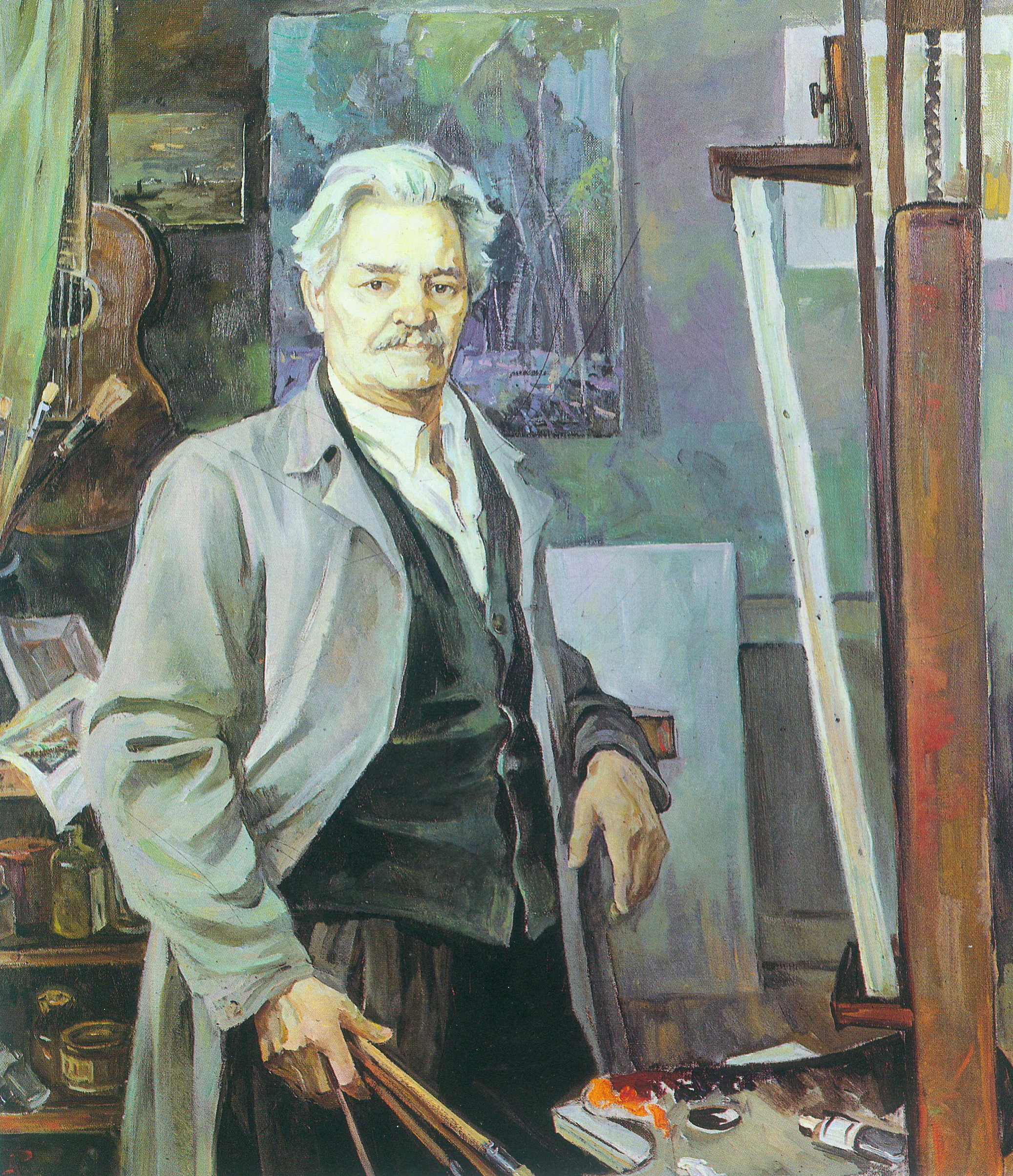 Портрет отца. Источник иллюстрации: Адольф Гугель. Раиса Кудревич = Adolf Gugel. Raisa Kudrevich : Каталог / авт. и сост.: В. Старовойтов, В. Загородний ; авт. вступ. ст. : Л. Соловей. – Минск, 1994. – С. [85].