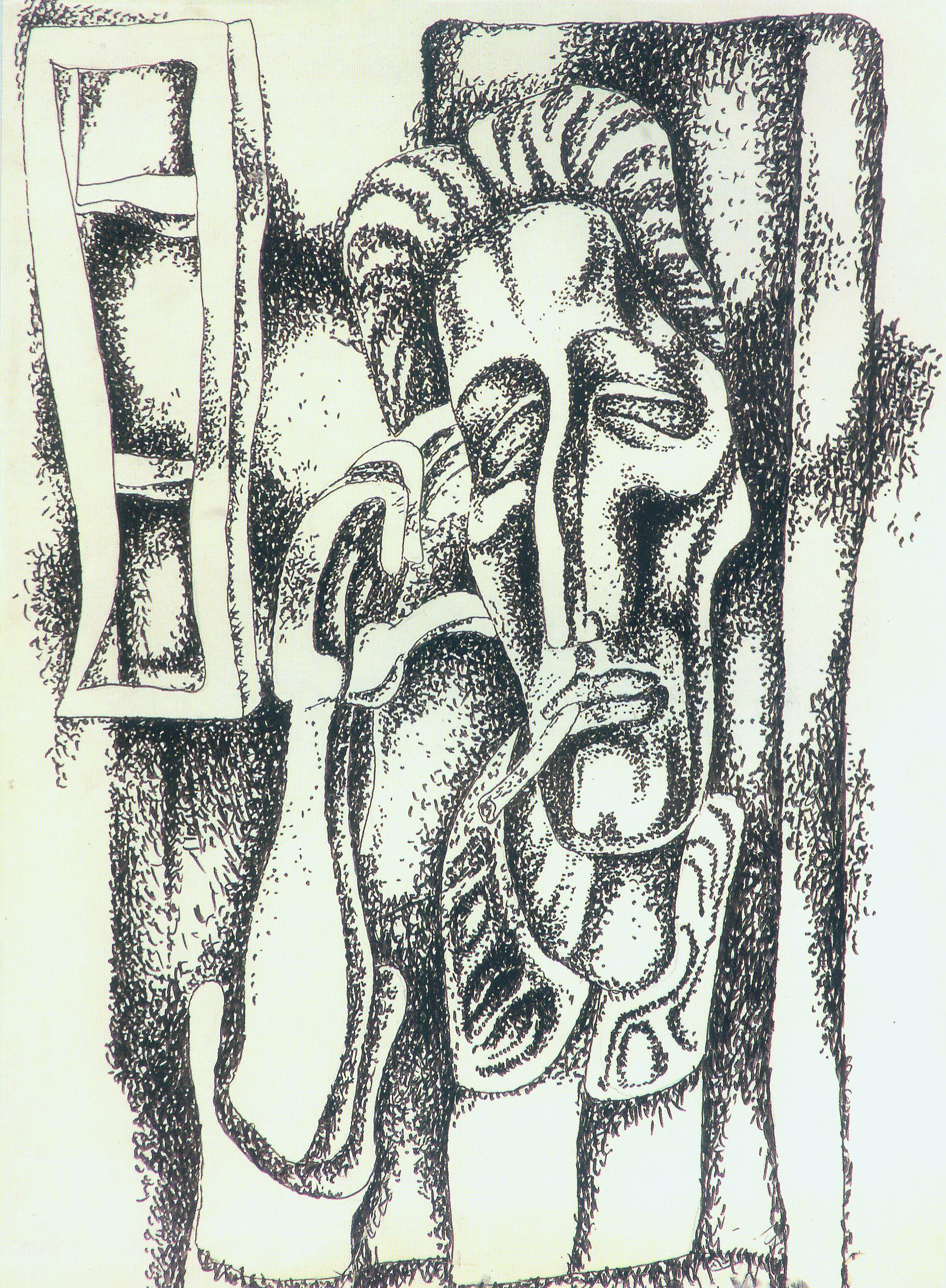 Мужской портрет (1965). Источник иллюстрации: Александр Кищенко = Аляксандр Кішчанка = Alexander Kischenko : летописец XX столетия / [составители: Л. Ф. Анцух, Н. В. Кухаренко-Кищенко ; авторы текстов: Л. Д. Наливайко, Е. Ф. Шунейко, Б. А. Крепак ; научный редактор Е. Ф. Шунейко ; переводы: В. В. Ржеуцкая, Л. Ф. Анцух, М. Кроули ; предисловие С. Н. Румаса]. – Минск, 2015. – С. 67.