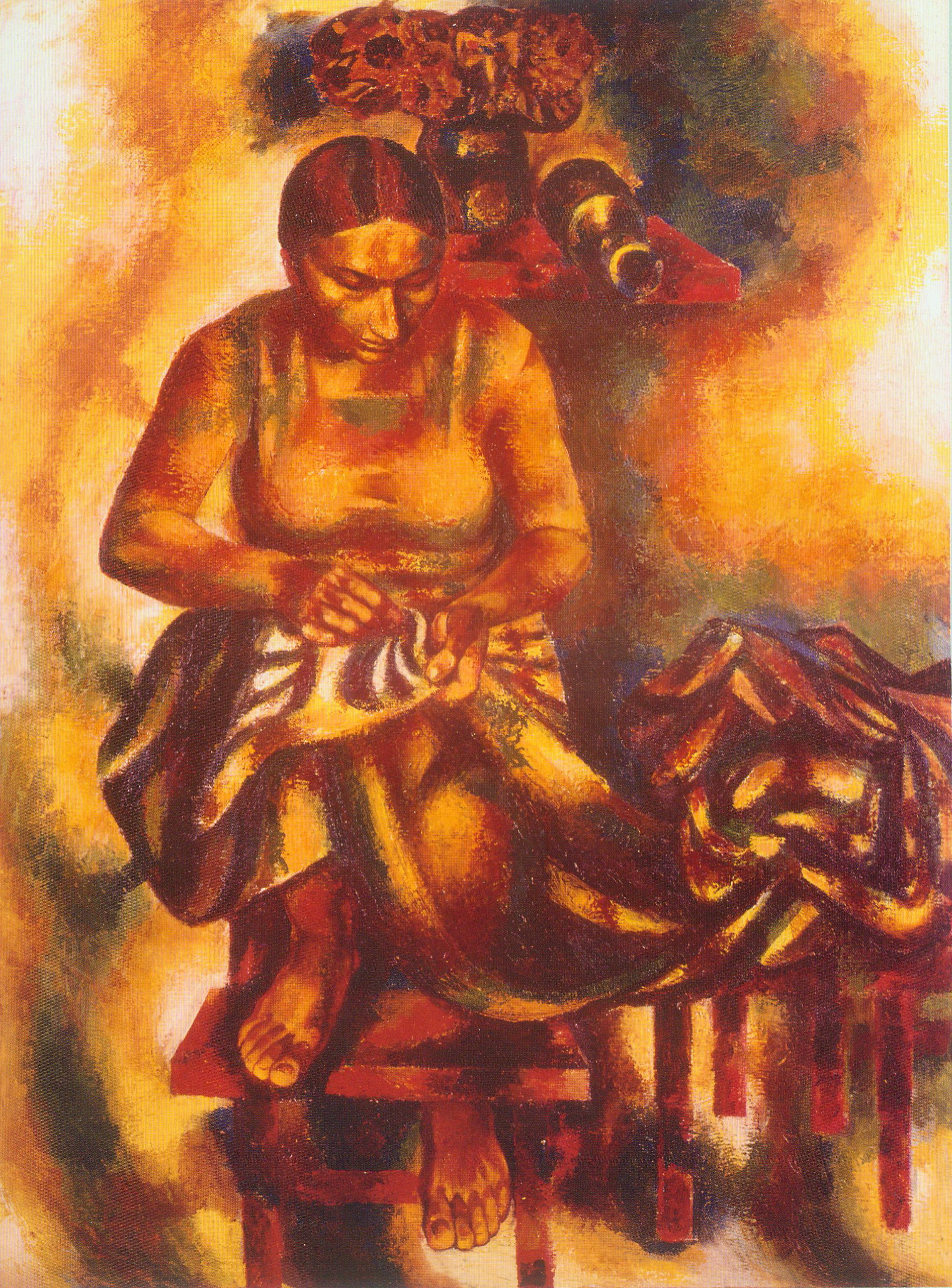 Вышивальщица (1974). Источник иллюстрации: Александр Кищенко = Аляксандр Кішчанка = Alexander Kischenko : летописец XX столетия / [составители: Л. Ф. Анцух, Н. В. Кухаренко-Кищенко ; авторы текстов: Л. Д. Наливайко, Е. Ф. Шунейко, Б. А. Крепак ; научный редактор Е. Ф. Шунейко ; переводы: В. В. Ржеуцкая, Л. Ф. Анцух, М. Кроули ; предисловие С. Н. Румаса]. – Минск, 2015. – С. 89.