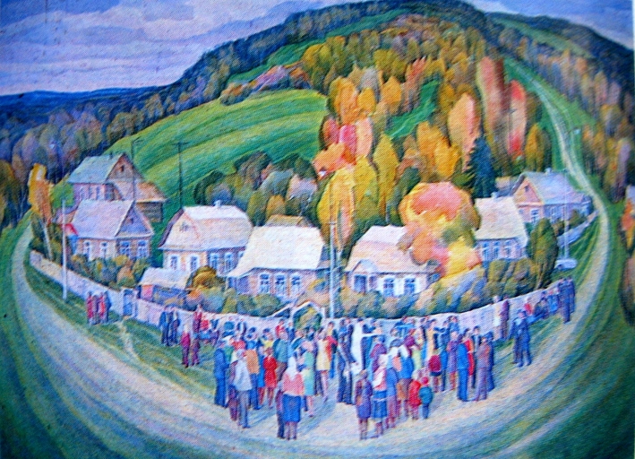 Вяселле ў Падгор'і. Крыніца ілюстрацыі: Беларускі саюз мастакоў : энцыклапедычны даведнік. – Мінск, 1998. – С. 428.