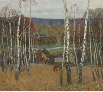 Вясна ў вёсцы (1981). Ілюстрацыя прадастаўлена жонкай мастака.