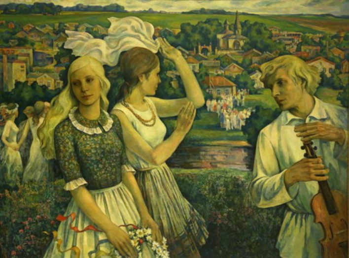 Свята ў Докшыцах (1976). Крыніца ілюстрацыі: http://www.artmuseum.by/by/vyst/virt/14-karcn-pra-kahanne
