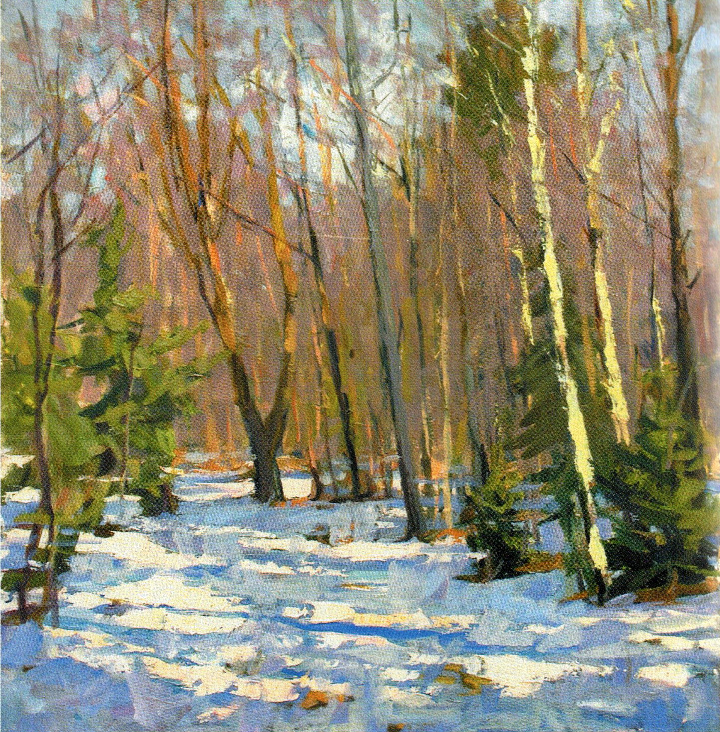 Апошнія дні зімы (1965). Крыніца ілюстрацыі: Іван Ахрэмчык = Иван Ахремчик = Ivan Akhremcheyk : [альбом / аўтар тэксту і складальнік: В. У. Вайцахоўская ; пераклад на англійскую мову: А. В. Валасач]. – Мінск, 2018. – С. 78.