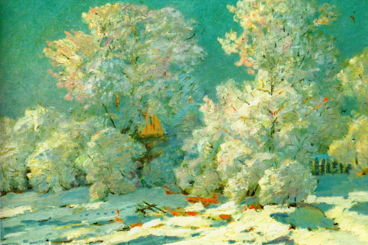 Зіма ў Беларусі (1974). Крыніца ілюстрацыі: Павел Масленікаў = Павел Маслеников = Pavel Maslenikau : [альбом / аўтар тэксту і складальнік В. П. Пракапцова ; пераклад на англійскую мову А. В. Валасач]. – Мінск, 2013. – С. 47.