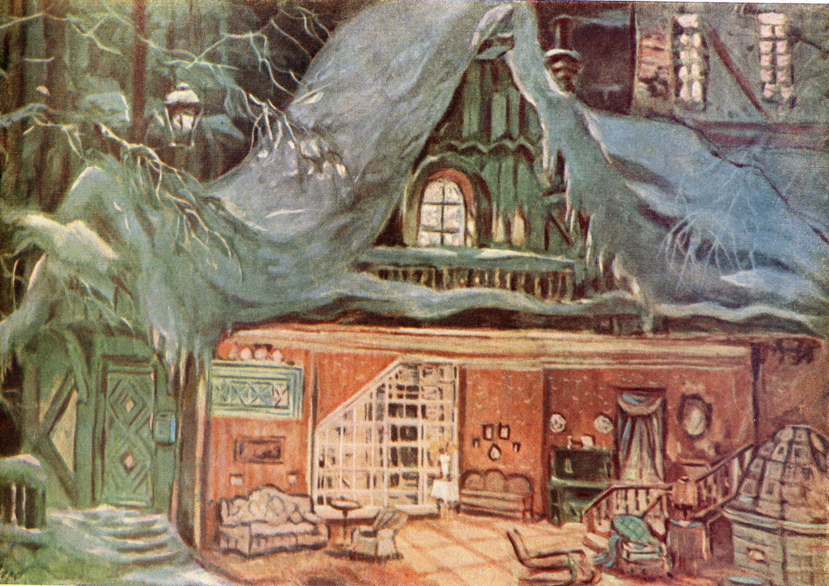 Эскіз дэкарацыі да драмы Г. Ібсена "Нора" (1953). Крыніца ілюстрацыі: Тэатральна-дэкарацыйнае мастацтва Савецкай Беларусі : [альбом / Інстытут мастацтвазнаўства, этнаграфіі і фальклору Акадэміі навук БССР, Беларускае тэатральнае аб'яднанне ; складальнік і аўтар тэксту Г. І. Барышаў ; пад рэдакцыяй П. В. Масленікава]. – Мінск, 1958.