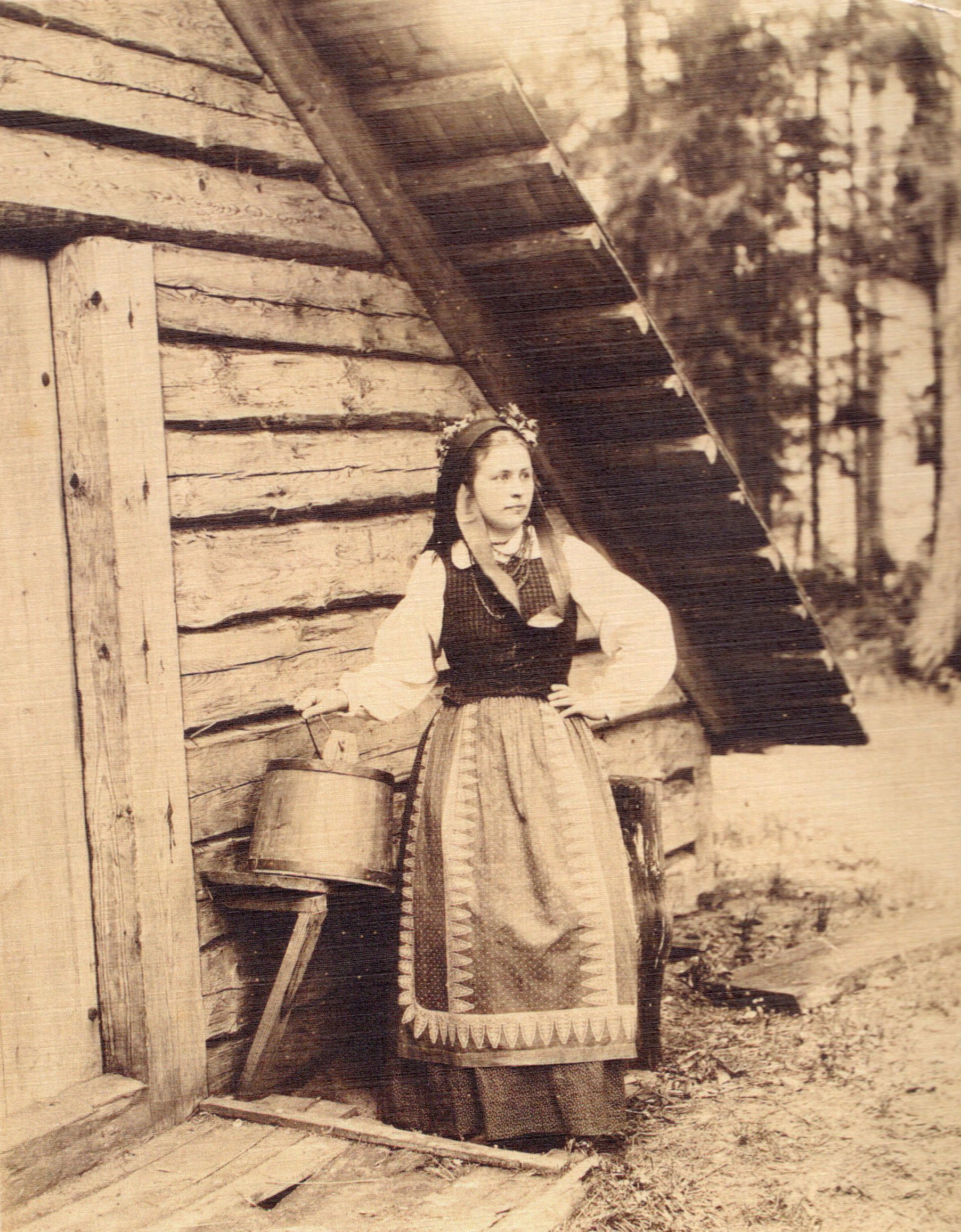 Крестьянка (1890). Источник иллюстрации: Забытые преданья старины, Влекут невыразимым обаяньем, И кажется, что оживают сны… [Изоматериал] : 2010 : [настенный перекидной календарь / фотографии Бенедикта Тышкевича] ; Белросбанк. – [Беларусь, 2009]. – 8 л.