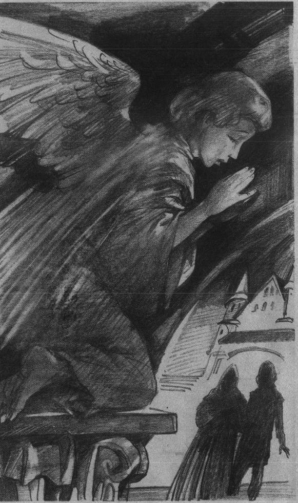 Алена Карповіч. Ілюстрацыя з кнігі "Сэрца мармуровага анёла". Крыніца: https://fantlab.ru/edition98342