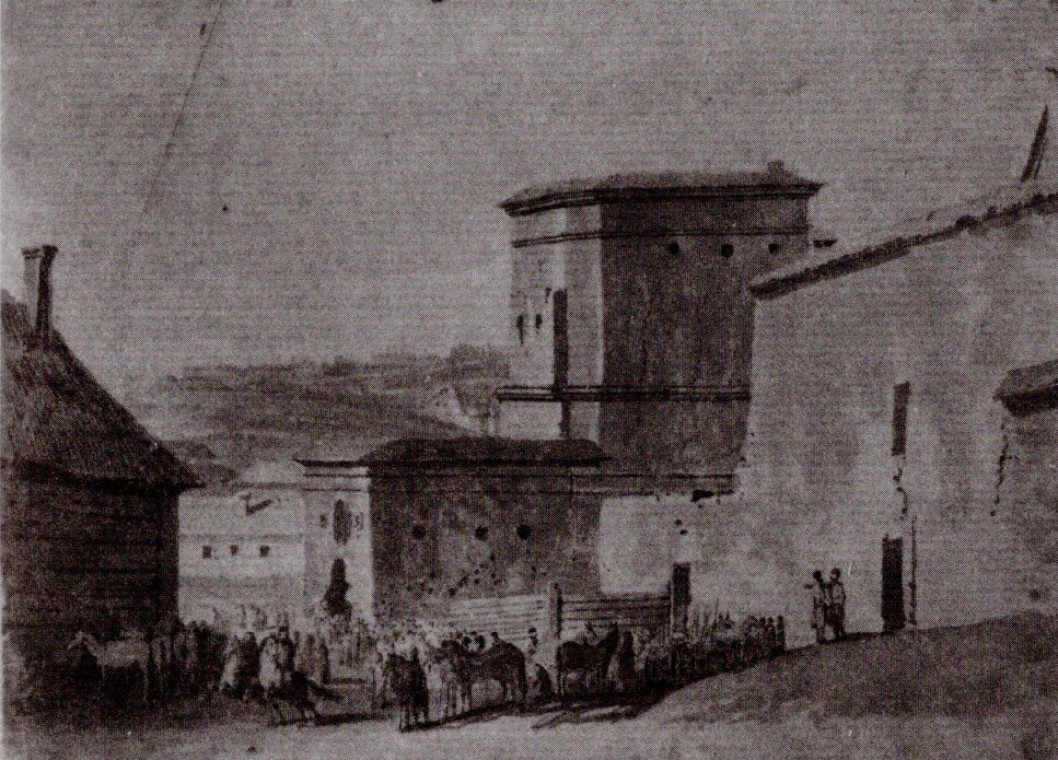 Рудніцкая брама ў Вільні (1785). Крыніца ілюстрацыі: Асобы і вобразы : беларуская графіка XIX стагоддзя / У. І. Рынкевіч. – Мінск, 2019. – С. 37.