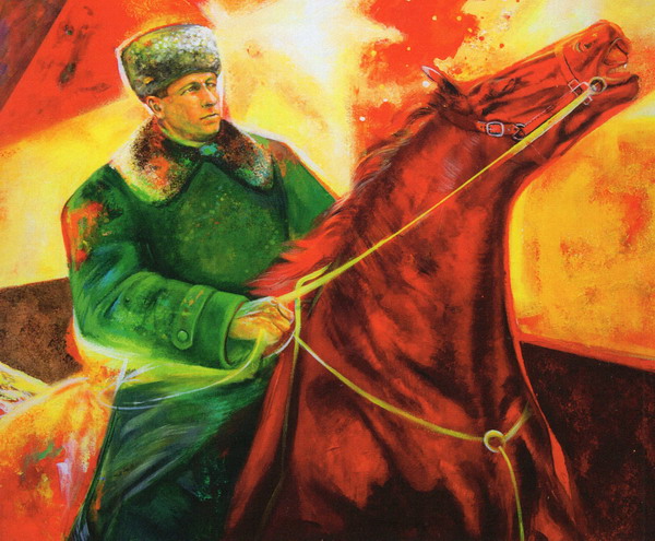 Нязломны. Генерал-маёр Леў Даватар. 2025 г. Мастак Лізавета Янкова. Крыніца ілюстрацыі: Мы цябе выглядалі з-за шэрых руін… : [каталог работ па выніках пленэру, прысвечанага святкаванню 80-годдзя Перамогі савецкага народа ў Вялікай Айчыннай вайне / кіраўнік праекта Алеся Іназемцава ; фатаграфіі: Аляксандар Булаш]. – Мінск, 2025. – С. 37.