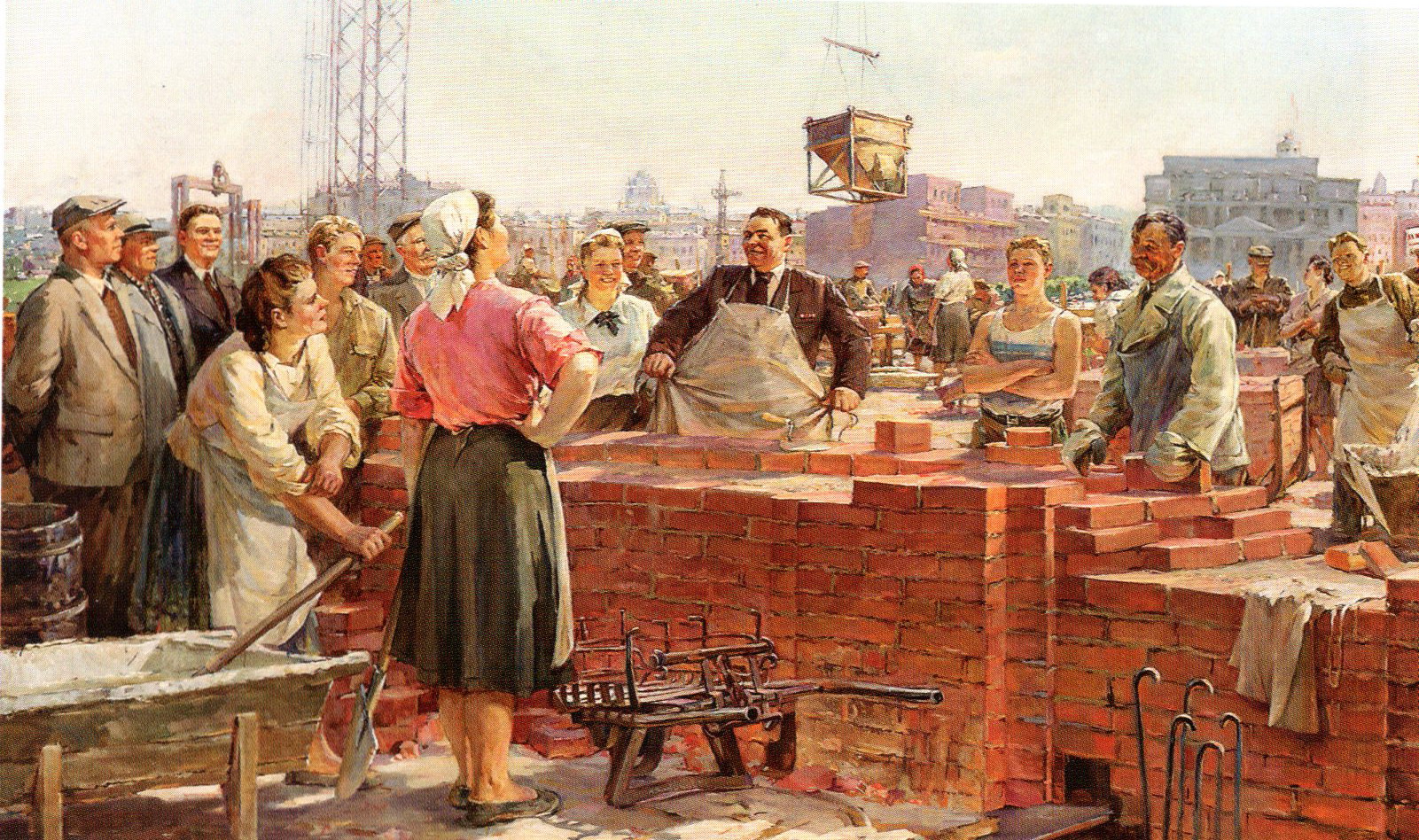 Сталінградскія будаўнікі ў гасцях у мінчан (1951). Крыніца ілюстрацыі: Мастацтва. – 2025. – № 9. – С. 3.