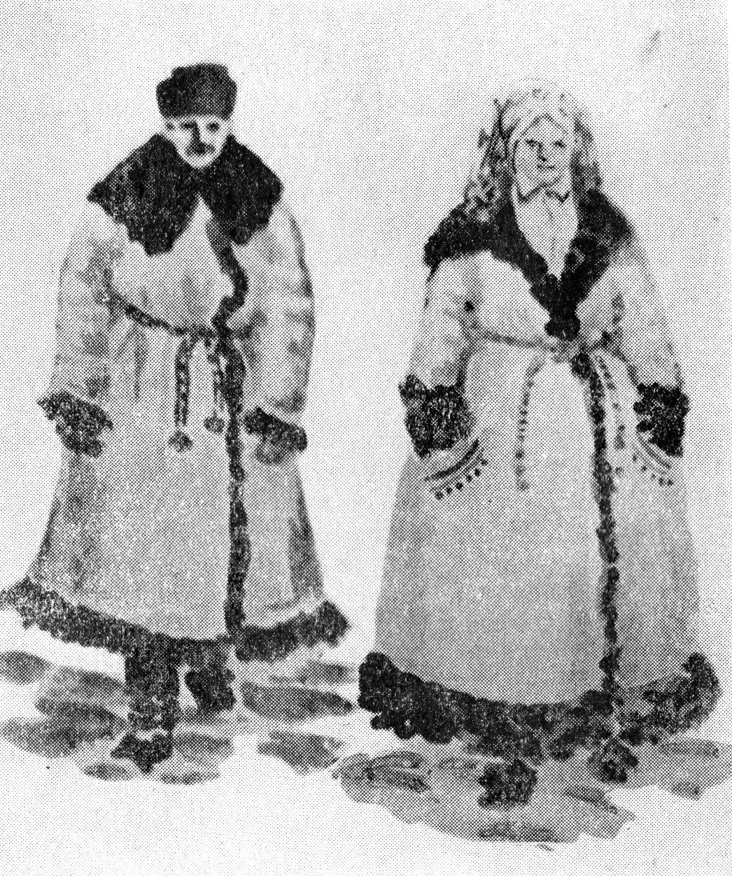 Замалёўкі да альбома "Беларускае народнае адзенне" (1925–1926). Крыніца ілюстрацыі: Міхась Філіповіч / В. Шматаў ; [рэдактар А. С. Яскевіч ; Акадэмія навук Беларускай ССР, Інстытут мастацтвазнаўства, этнаграфіі і фальклору]. – Мінск, 1971. – С. [40].